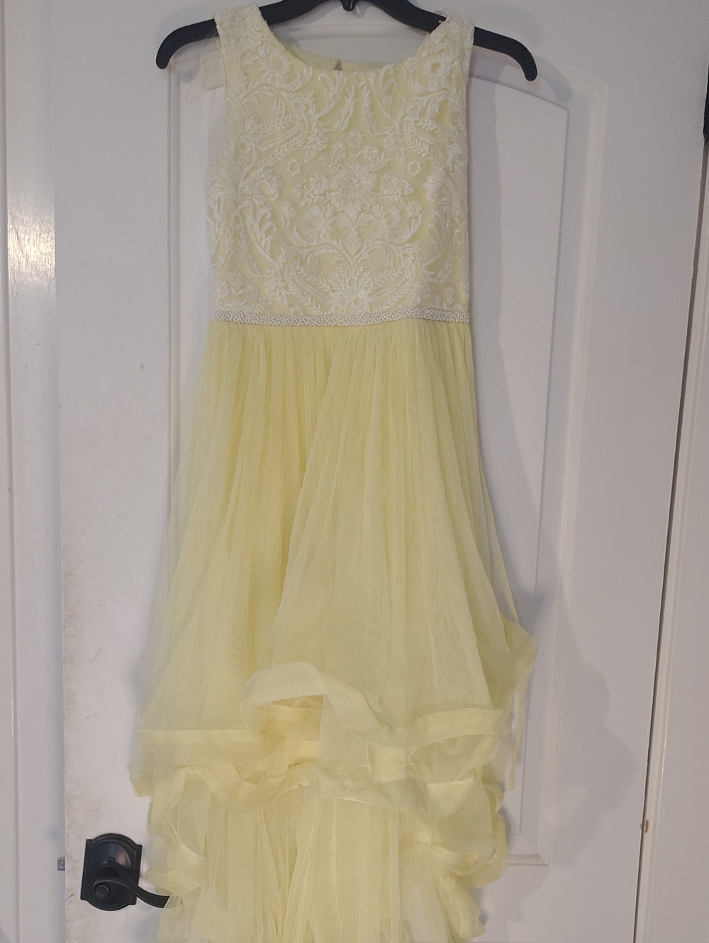Girls Yellow Lace & Tulle Party Dress